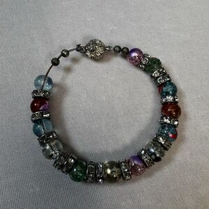 Multi Colored Bead Bracelet Wire With Magnetic Clasp